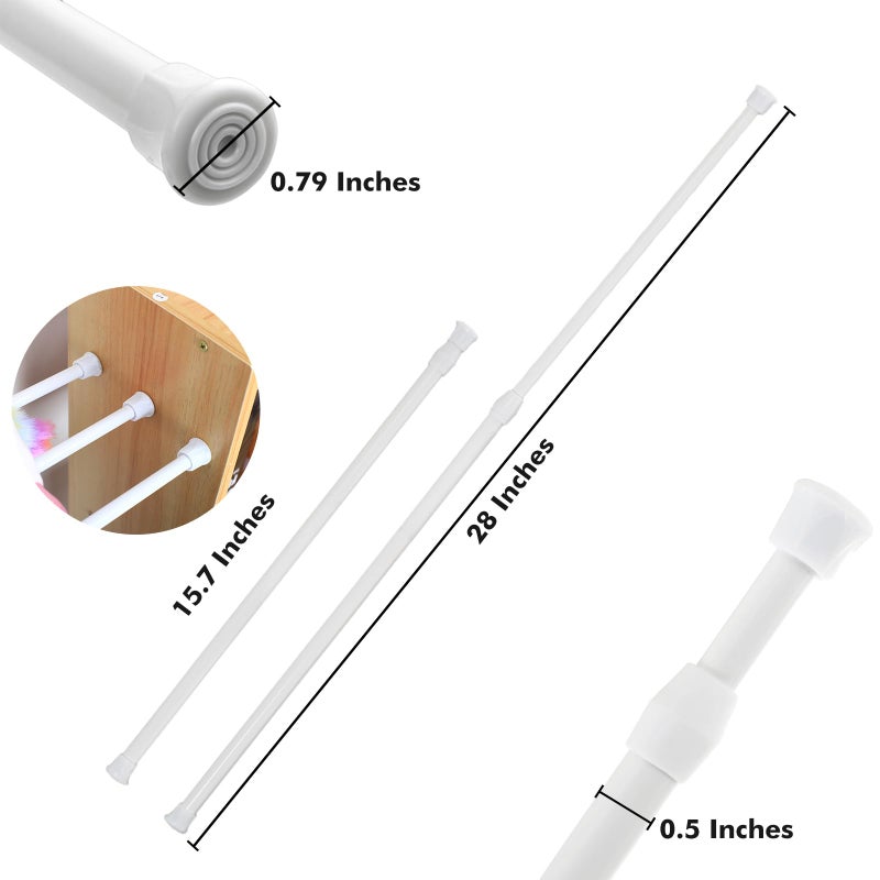 DeELF Outlet 8 Packs Small Tension Rods 16 to 28 inch, Spring Loaded Curtain Rods, RV Refrigerator Tension Rod, RV Curtain Rod for Camper Windows, Kitchen, Closet and Cabinet, White - Image 4
